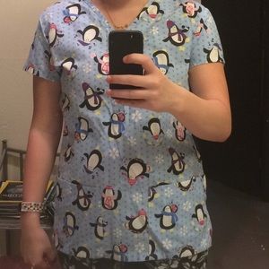 Women's Penguin Scrub Top